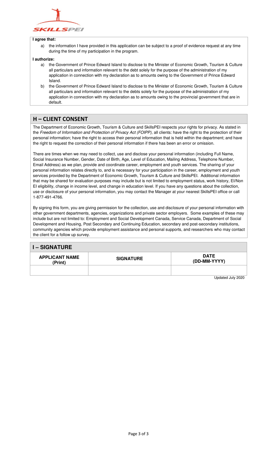 Application for Funding - Training Pei Program - Prince Edward Island, Canada, Page 3
