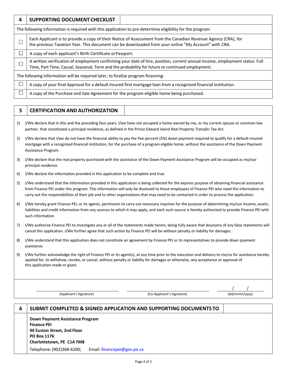 Down Payment Assistance Program (Dpap) for Modest Income Households - Prince Edward Island, Canada, Page 2