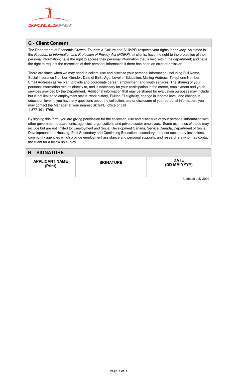 Application for Funding - Training Pei Program - 2nd Year - Prince Edward Island, Canada, Page 3