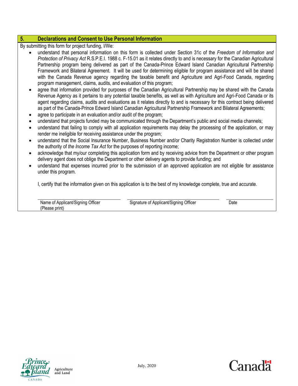Application Form - Soil Conservation - Erosion Control Structures Bmp - Agriculture Stewardship Program - Prince Edward Island, Canada, Page 5