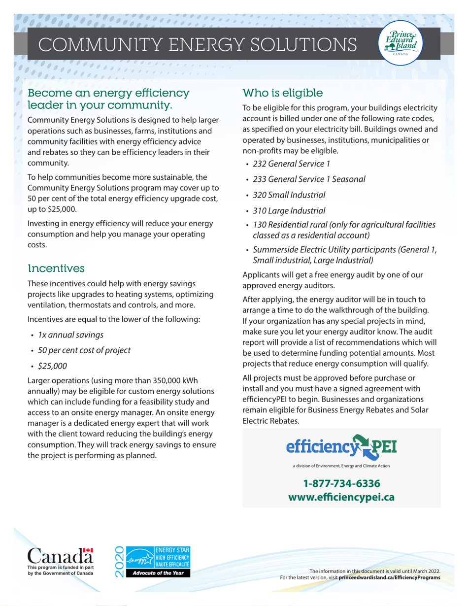Community Energy Solutions Application - Prince Edward Island, Canada, Page 1