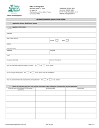 Document preview: Form B-3 Business Impact Application Form - Prince Edward Island, Canada