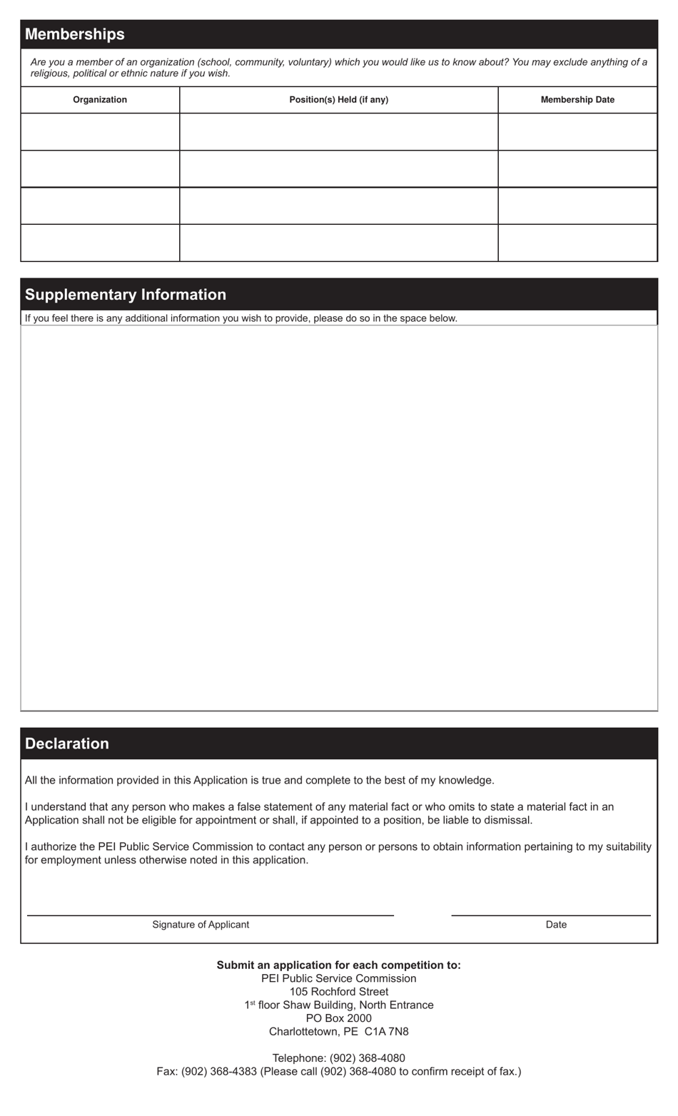 Form 14PS15-39062 Application for Employment With the Pei Public Service - Prince Edward Island, Canada, Page 4