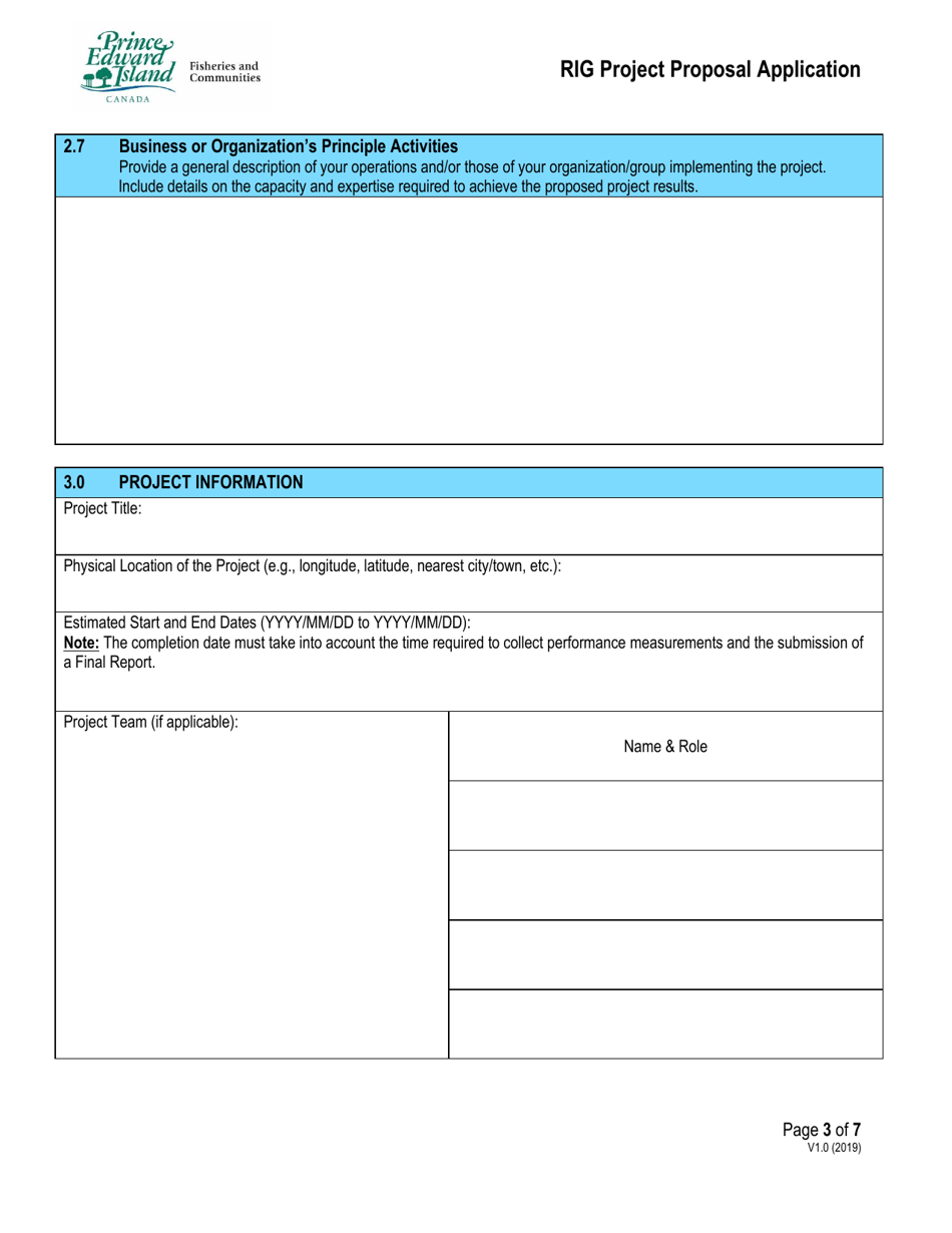 Rig Project Proposal Application - Prince Edward Island, Canada, Page 3