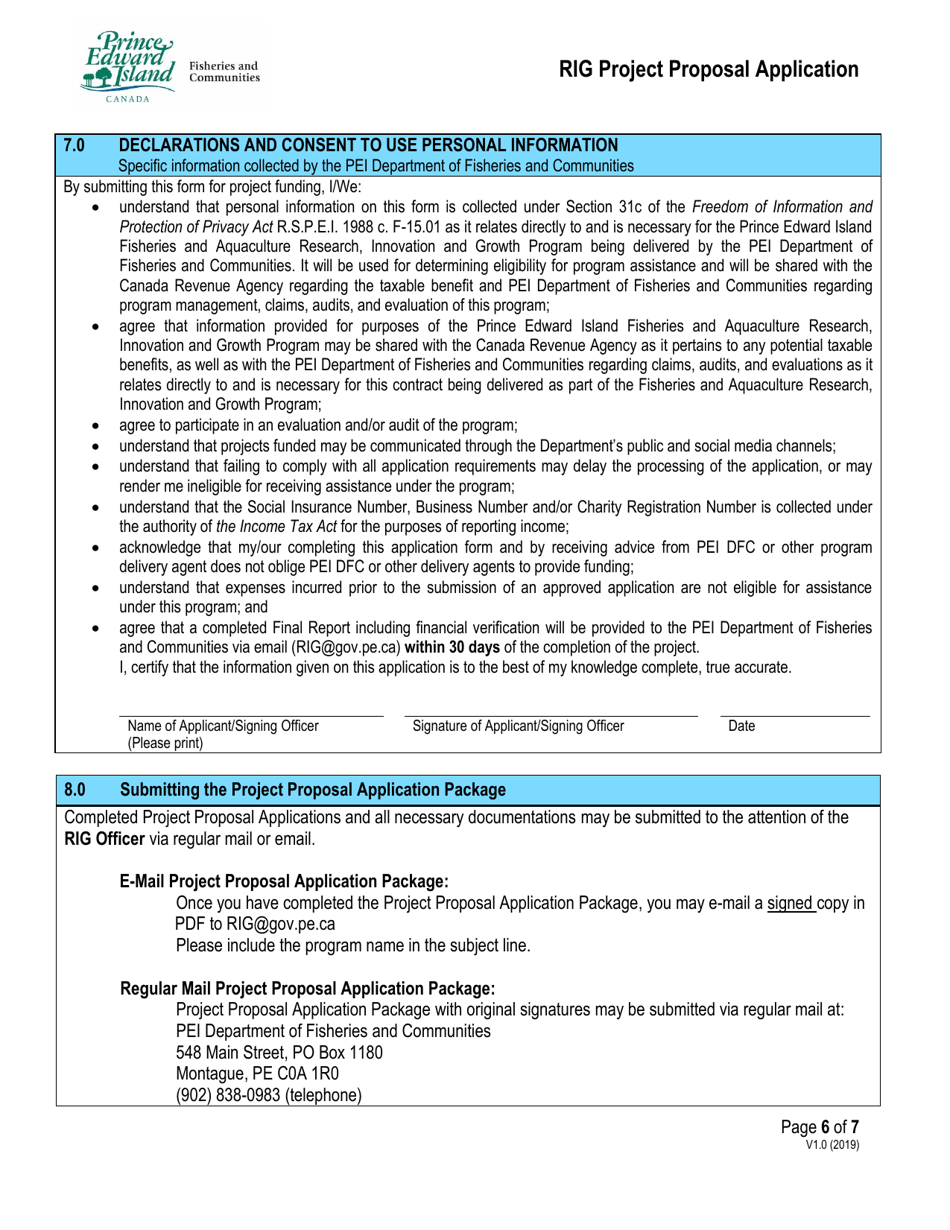 Rig Project Proposal Application - Prince Edward Island, Canada, Page 6