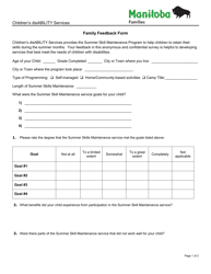 Document preview: Family Feedback Form - Manitoba, Canada