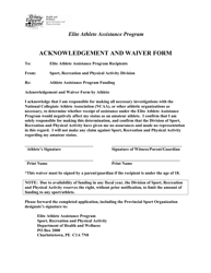Elite Athlete Assistance Program Application Form &amp; Waiver - Prince Edward Island, Canada, Page 2