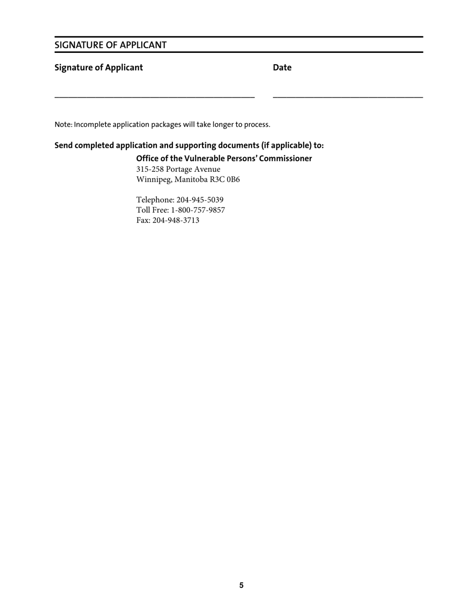 Termination of the Appointment and / or Replacement of a Substitute Decision Maker - Manitoba, Canada, Page 5