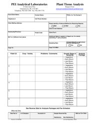 Form 112140109C Plant Tissue Analysis Request Form - Prince Edward Island, Canada
