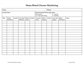 Document preview: Home Blood Glucose Monitoring - Prince Edward Island, Canada