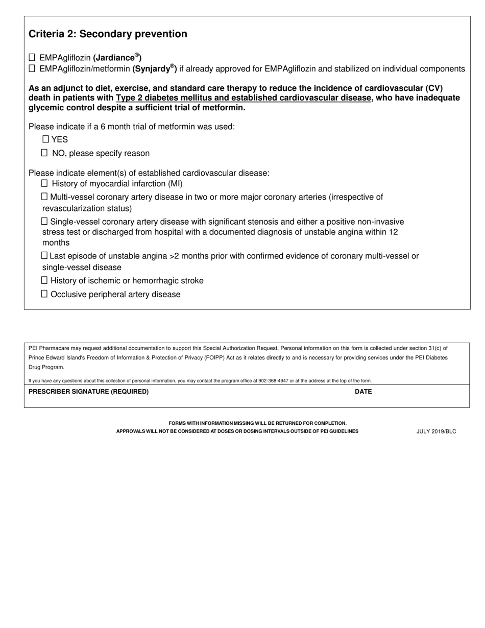 Dpp-4 / Sglt2 Inhibitors Special Authorization Request - Prince Edward Island, Canada, Page 2
