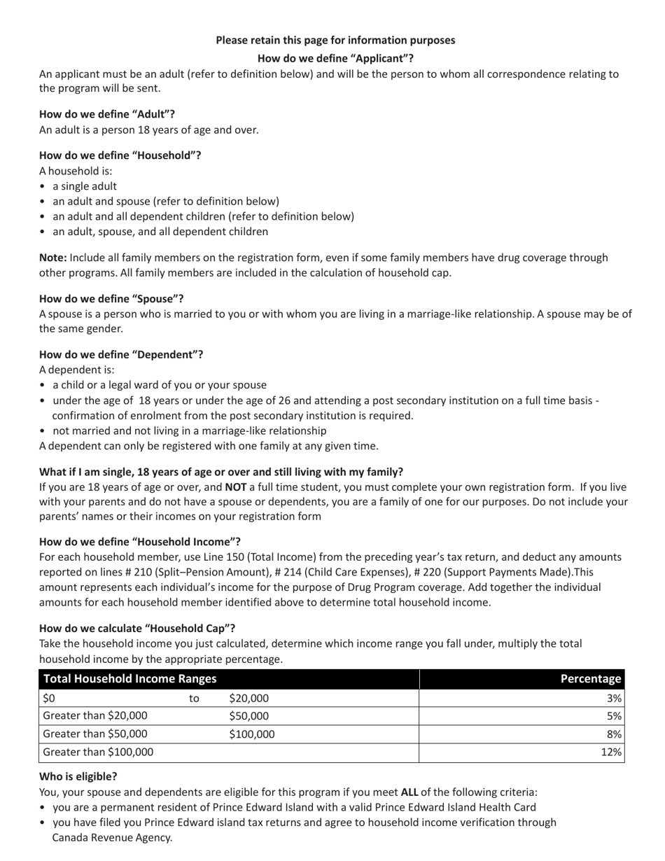 Catastrophic Drug Program Application Form - Prince Edward Island, Canada, Page 3