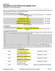 Document preview: Schedule B Occupants of the Rental Unit Update Form (Addendum to Tenancy Agreement) - Manitoba, Canada