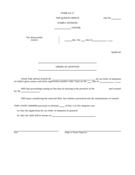 Form AA-17 Order of Adoption - Manitoba, Canada, Page 2