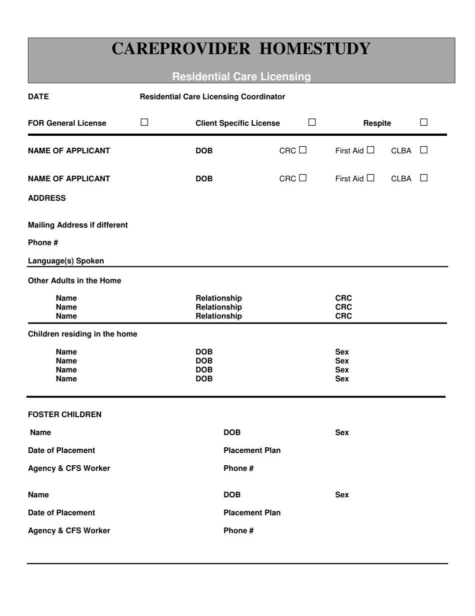Manitoba Canada Careprovider Homestudy Residential Care Licensing