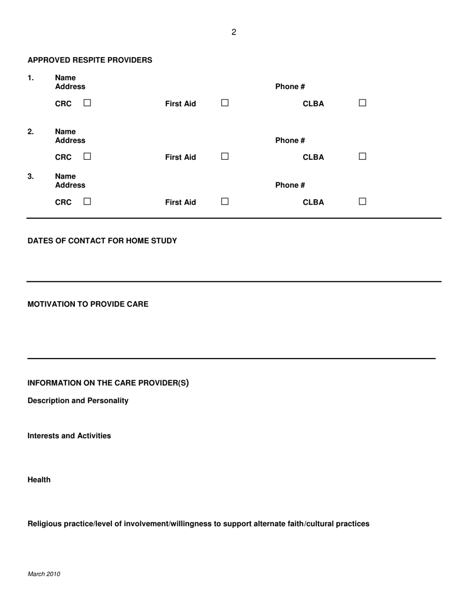 Careprovider Homestudy Residential Care Licensing - Manitoba, Canada, Page 2