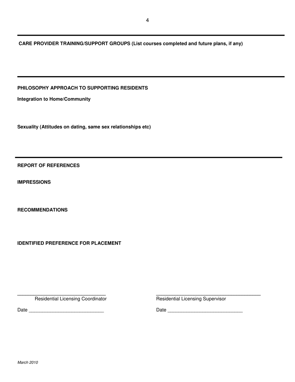 Careprovider Homestudy Residential Care Licensing - Manitoba, Canada, Page 4