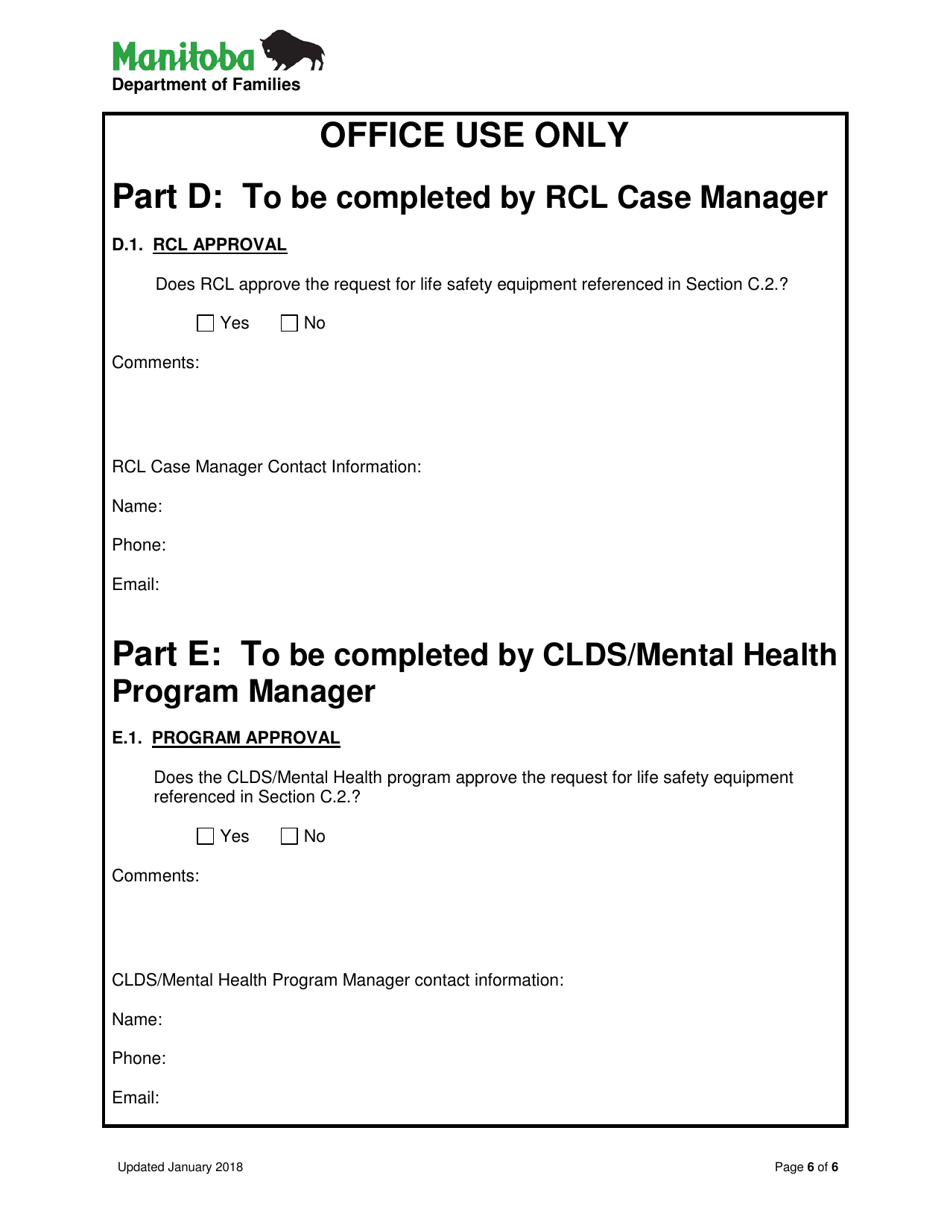 Life Safety Initiative Application for Life Safety Equipment - Manitoba, Canada, Page 6