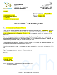 Document preview: Notice to Move out Acknowledgment Letter - Manitoba, Canada
