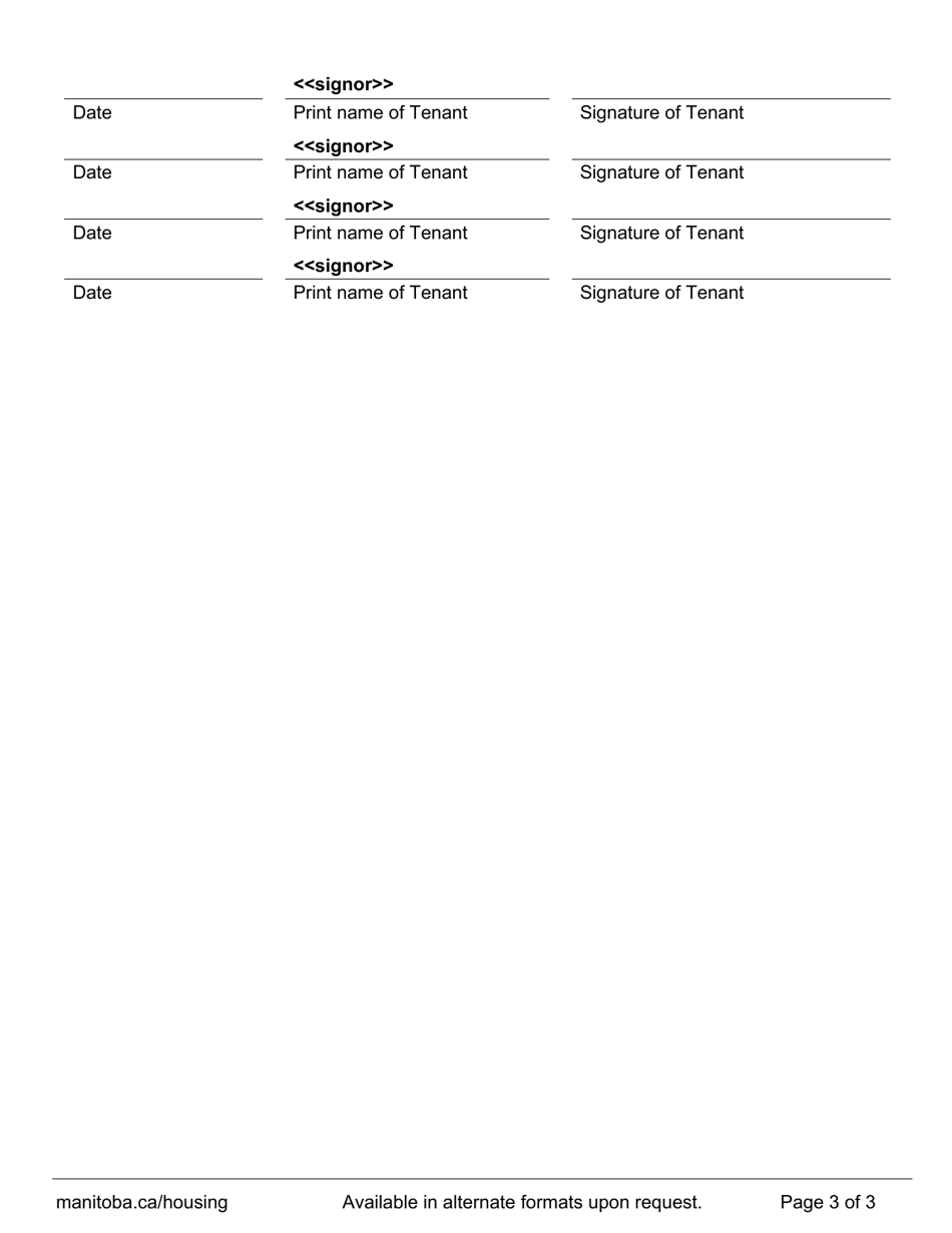 Schedule A Subsidy Agreement (Addendum to Tenancy Agreement) - Manitoba, Canada, Page 3