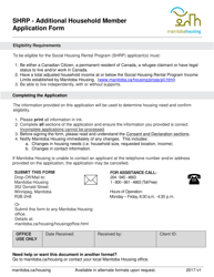 Document preview: Shrp - Additional Household Member Application Form - Manitoba, Canada