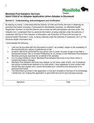 Manitoba Post-adoption Services Adult Child of an Adoptee Application (When Adoptee Is Deceased) - Manitoba, Canada, Page 3