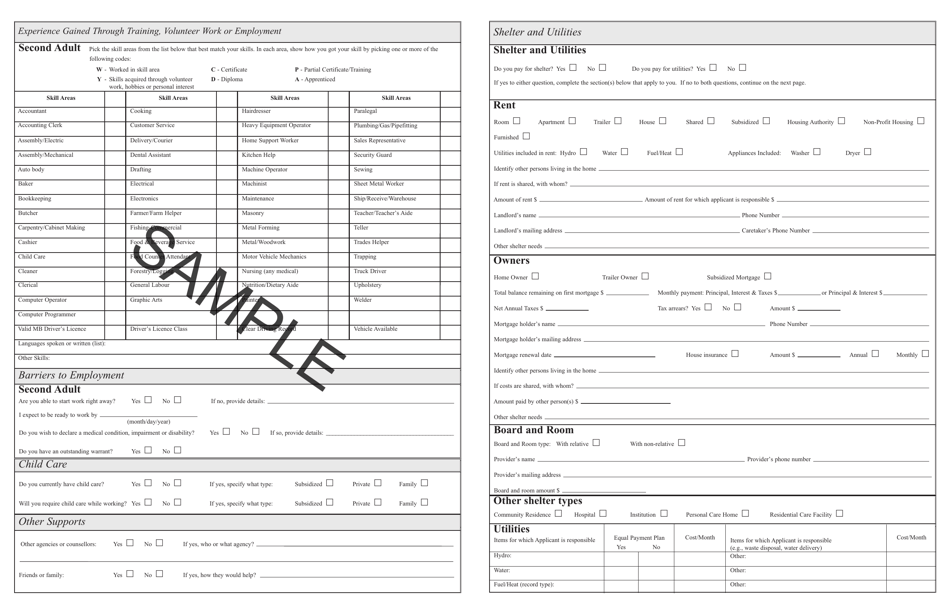 Form MG-7426E Employment and Income Assistance Application (Households With Two Adults) - Sample - Manitoba, Canada, Page 10