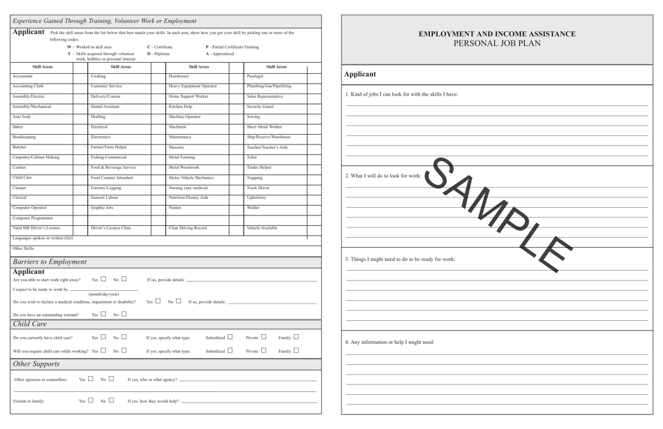Form MG-7426E Employment and Income Assistance Application (Households With Two Adults) - Sample - Manitoba, Canada, Page 11