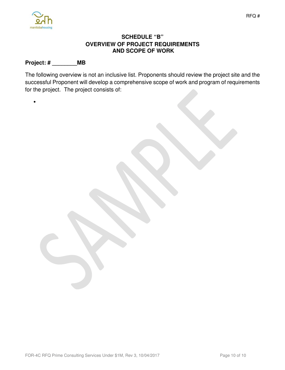 Form FOR-4C Request for Quotation - Prime Consulting Services - Sample - Manitoba, Canada, Page 10