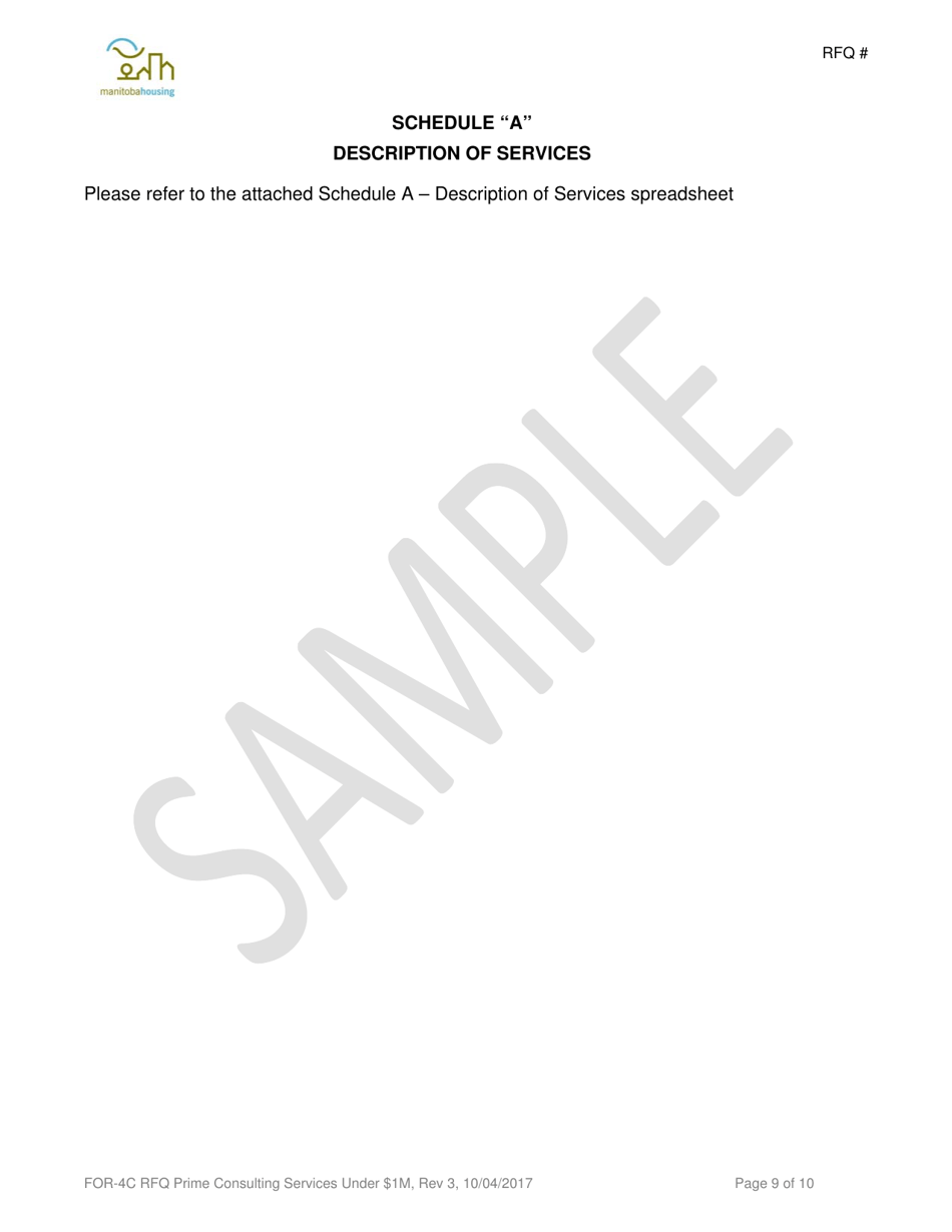 Form FOR-4C Request for Quotation - Prime Consulting Services - Sample - Manitoba, Canada, Page 9