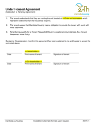 Document preview: Under Housed Agreement (Addendum to Tenancy Agreement) - Manitoba, Canada