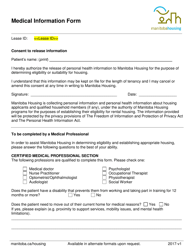 Medical Information Form - Manitoba, Canada