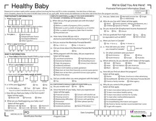 Postnatal Participant Information Sheet - Healthy Baby - Manitoba, Canada