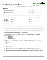 Form PAR-2 Registration by Adoptive Parent - Manitoba, Canada