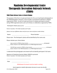 Document preview: Form CR.119 Tron Photo Release Form & Artwork Display - Manitoba, Canada