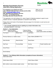 Document preview: Adult Birth Sibling Application - Manitoba, Canada