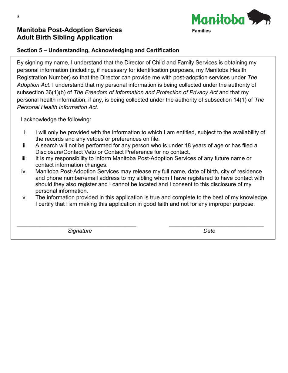 Adult Birth Sibling Application - Manitoba, Canada, Page 3