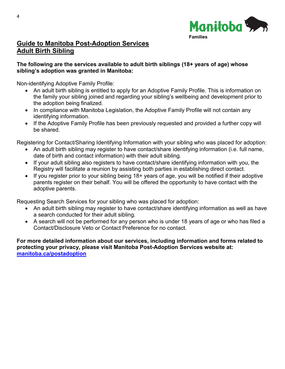 Adult Birth Sibling Application - Manitoba, Canada, Page 4