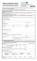 Demande De Classification a Titre De Travailleur DES Services a L&#039;enfance - Manitoba, Canada (French)