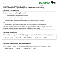 Manitoba Post-adoption Services Birth Grandparent Application (When Birth Parent Is Deceased) - Manitoba, Canada, Page 2