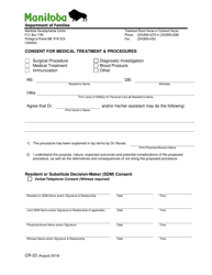 Document preview: Form CR-23 Consent for Medical Treatment & Procedures - Manitoba, Canada