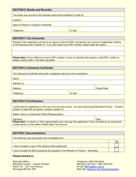 Application for a Bulk Sale Clearance Certificate - Manitoba, Canada, Page 2