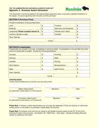 Application for a Bulk Sale Clearance Certificate - Manitoba, Canada, Page 3