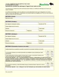Demande De Certificat De Decharge a L&#039;egard D&#039;une Vente En Bloc - Manitoba, Canada (French)