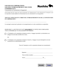 Document preview: Consentement Ou Consentement Et Engagement - Manitoba, Canada (French)