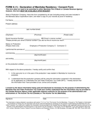Form A (1) &quot;Declaration of Manitoba Residency/Consent Form&quot; - Manitoba, Canada