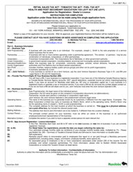 Form MBT-RL1 Application for Registration/Dealer&#039;s Licence - Retail Sales Tax Act/Tobacco Tax Act/Fuel Tax/Act Health and Post Secondary Education Tax Levy Act (He Levy) - Manitoba, Canada, Page 3