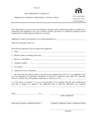 Form 10 Application for Amendment of Registration as a Dealer or Adviser - Manitoba, Canada