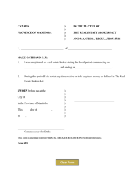 Document preview: Form Aff.1 Affidavit for Individual Broker-Registrants (Proprietorships) - Manitoba, Canada
