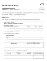 Document preview: Application for Renewal of Registration as Mortgage Broker or Restricted Mortgage Broker - Manitoba, Canada